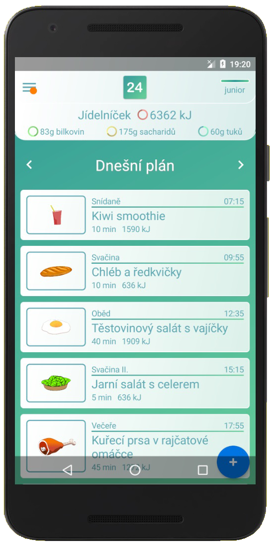 mobilní aplikace na jídelníček